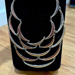 Silver bib statement necklace